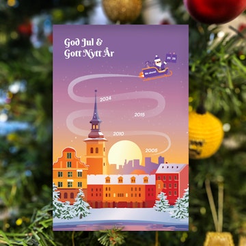 Ett god jul kort i en gran