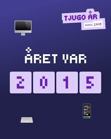 Bild som visar året 2015. Ikoner monitor, tangentbord, telefon