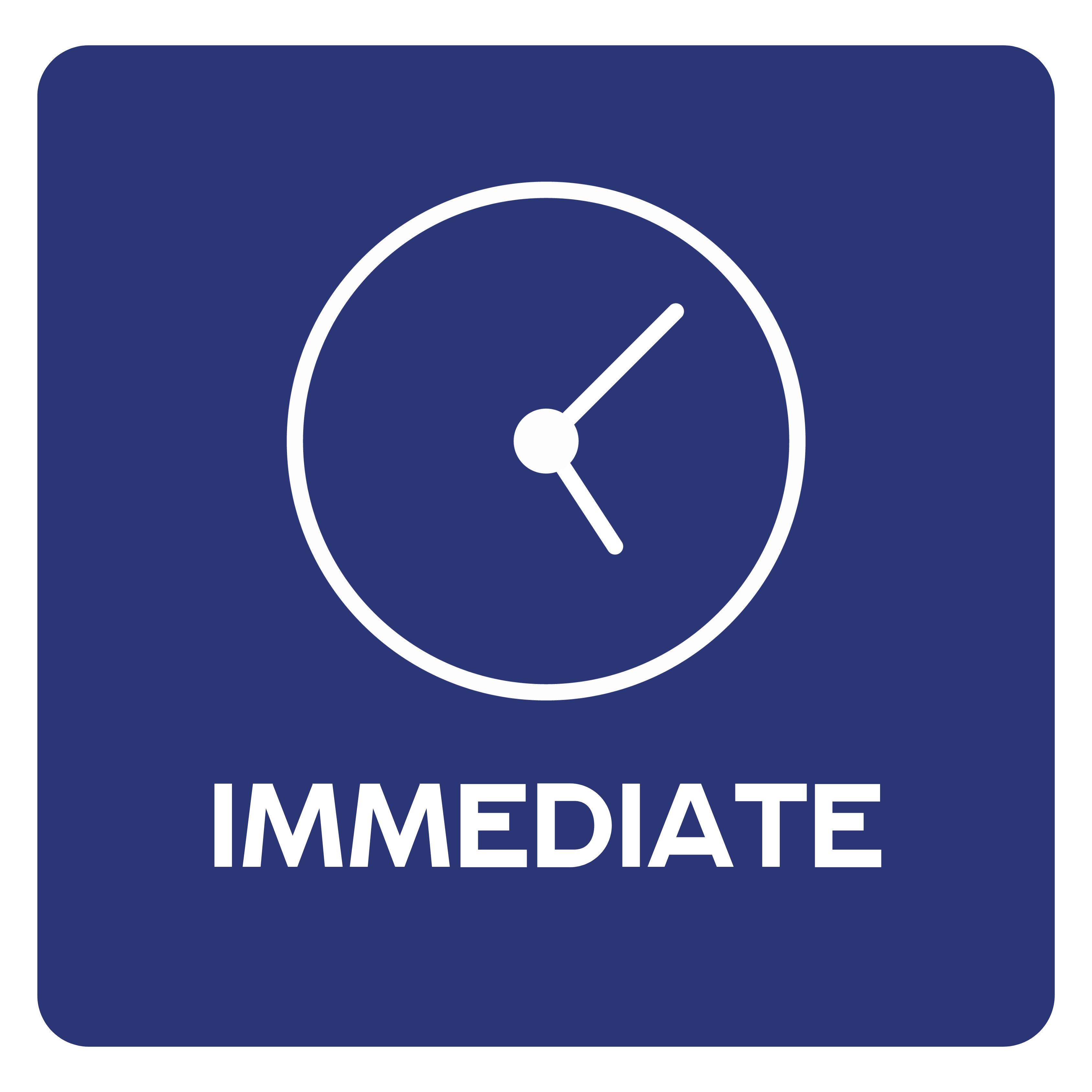 clock icon with the word immediate under it
