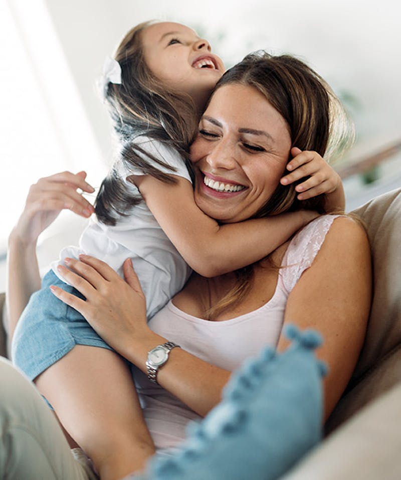 A young mom with her daughter enjoying their time together
