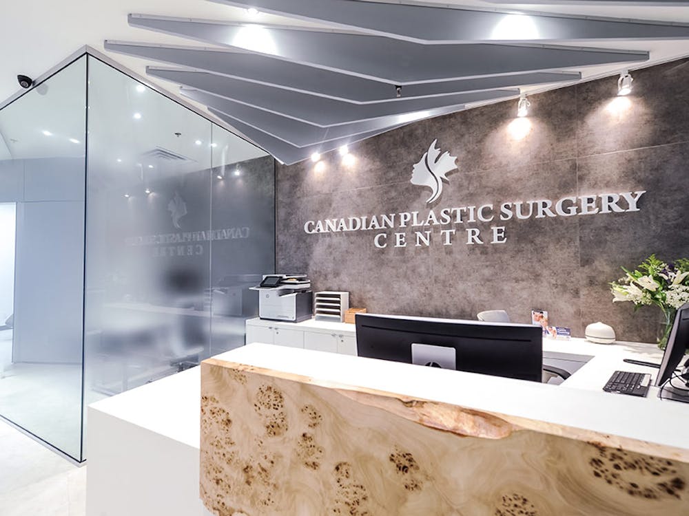 Main reception area at the Canadian Plastic Surgery Centre