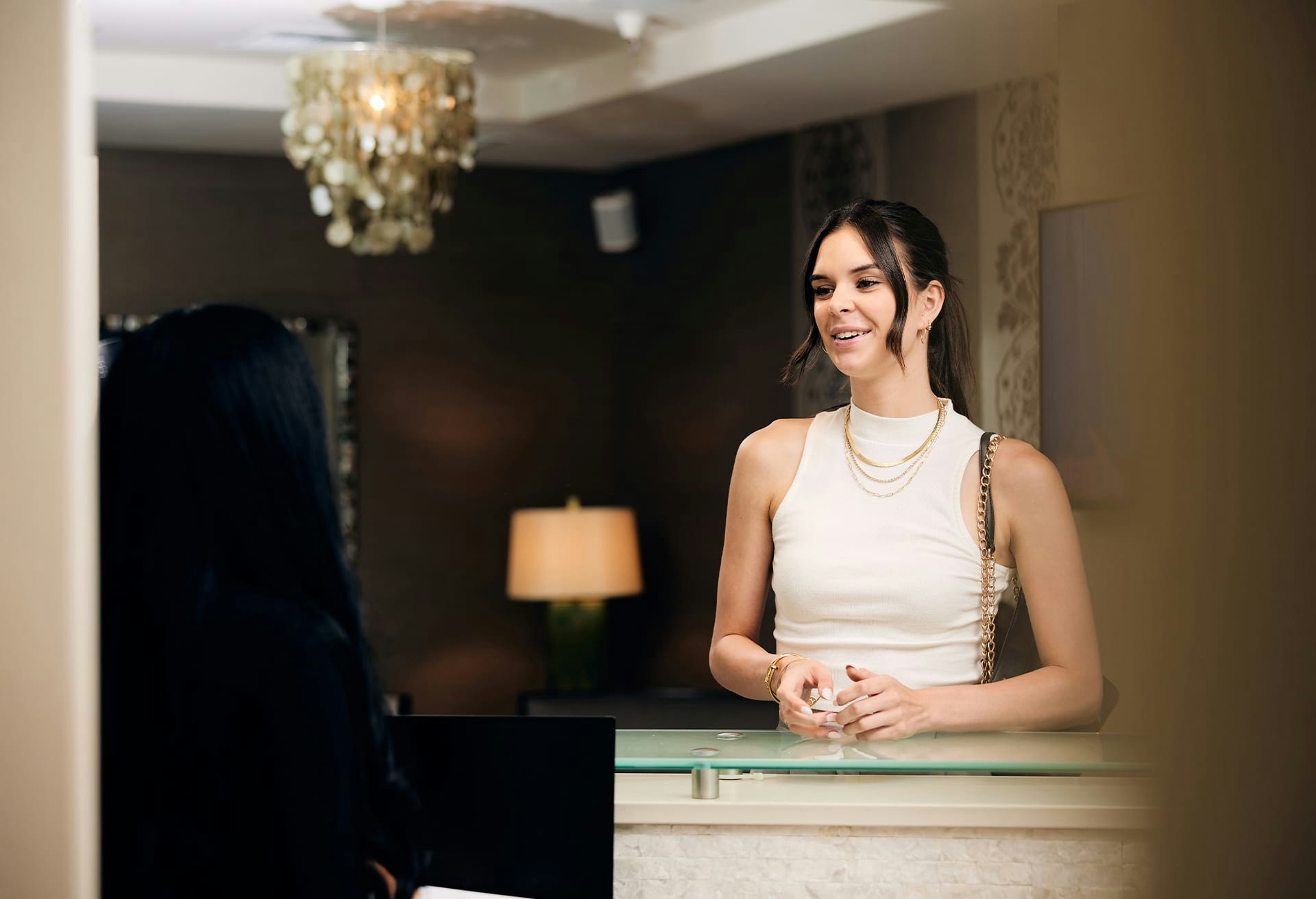 Patient at Reception Desk