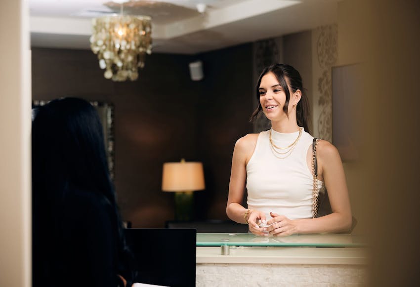 Patient at Reception Desk