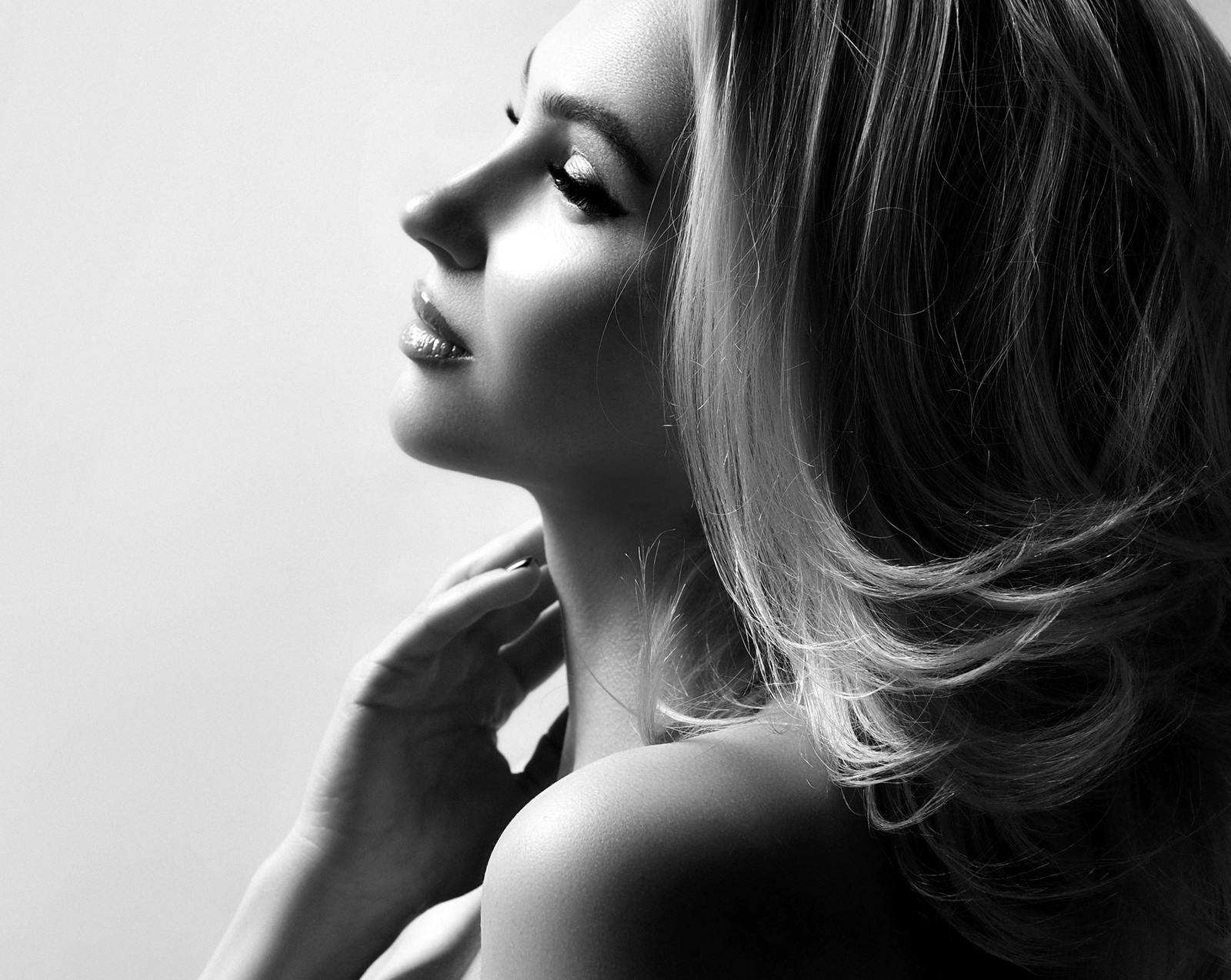 Beautiful woman looking to the side