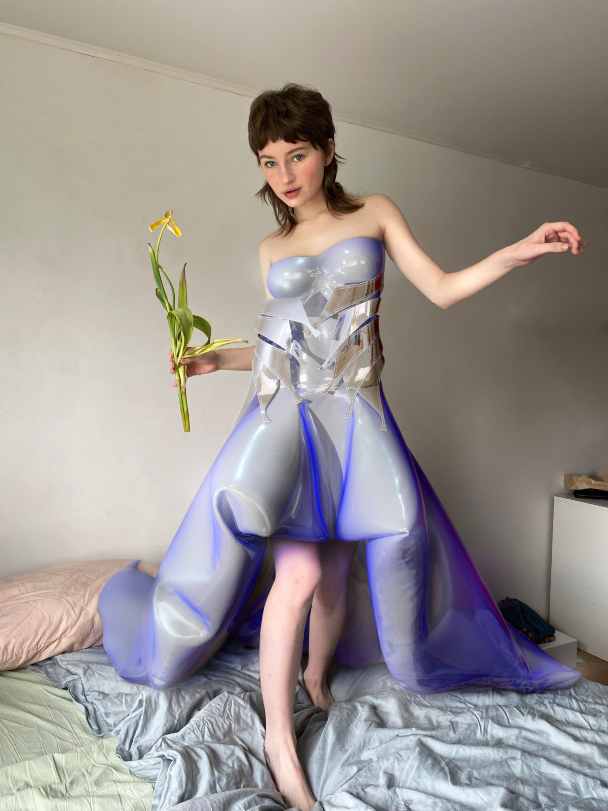 varvara ༺♡༻ wearing contactless & cyber BUBA crafted using Tribute Brand Premium Fitting Service™.  Futuristic fashion examples of 3D fashion design created in CLO 3D available to dress as photo fitting and AR skins