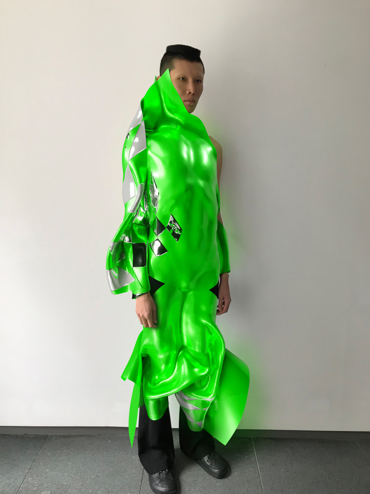 Futuristic fashion examples of 3D fashion design created in CLO 3D available to dress as photo fitting and AR skins