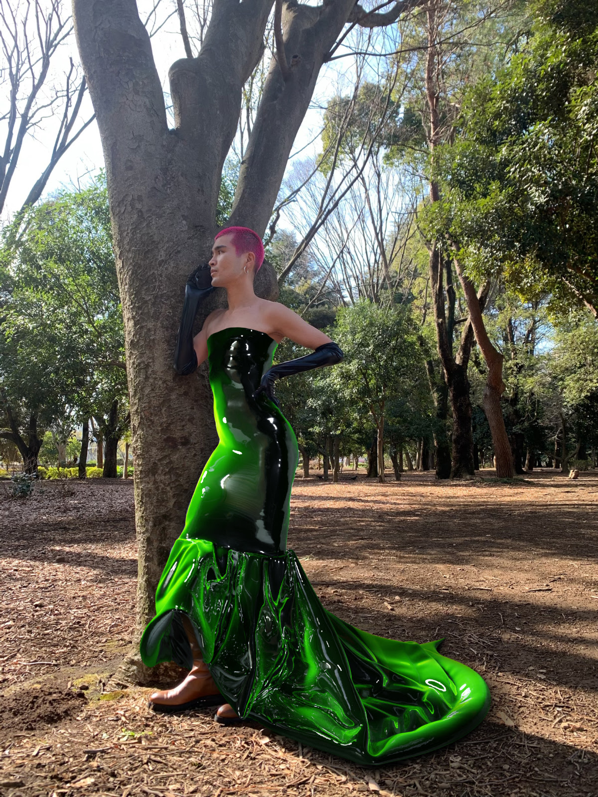 ryomzv wearing contactless & cyber REPEK crafted using Tribute Brand Premium Fitting Service™. Futuristic fashion examples of 3D fashion design created in CLO 3D available to dress as photo fitting and AR skins
