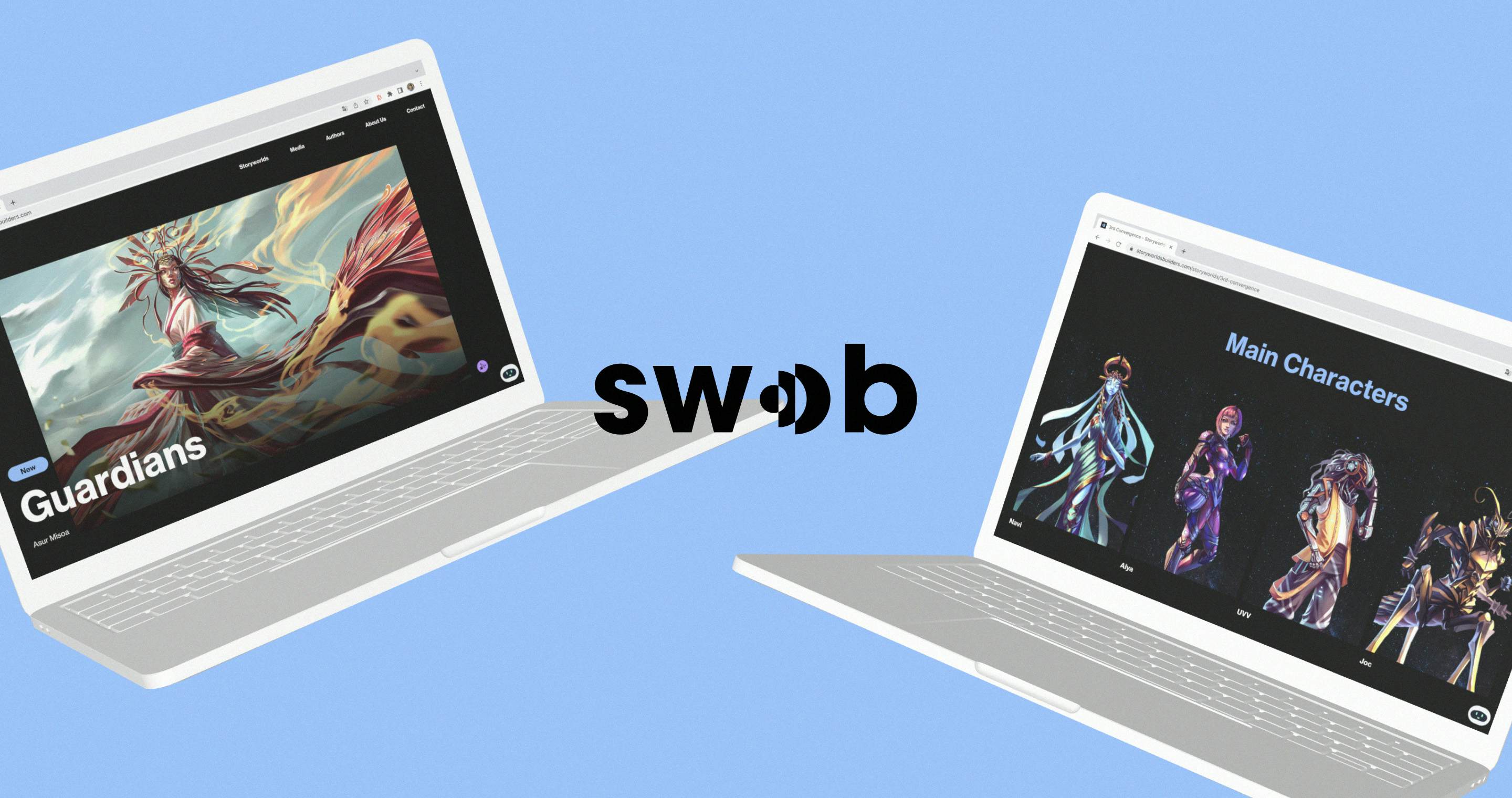 Two laptops showcasing the website of SWOB