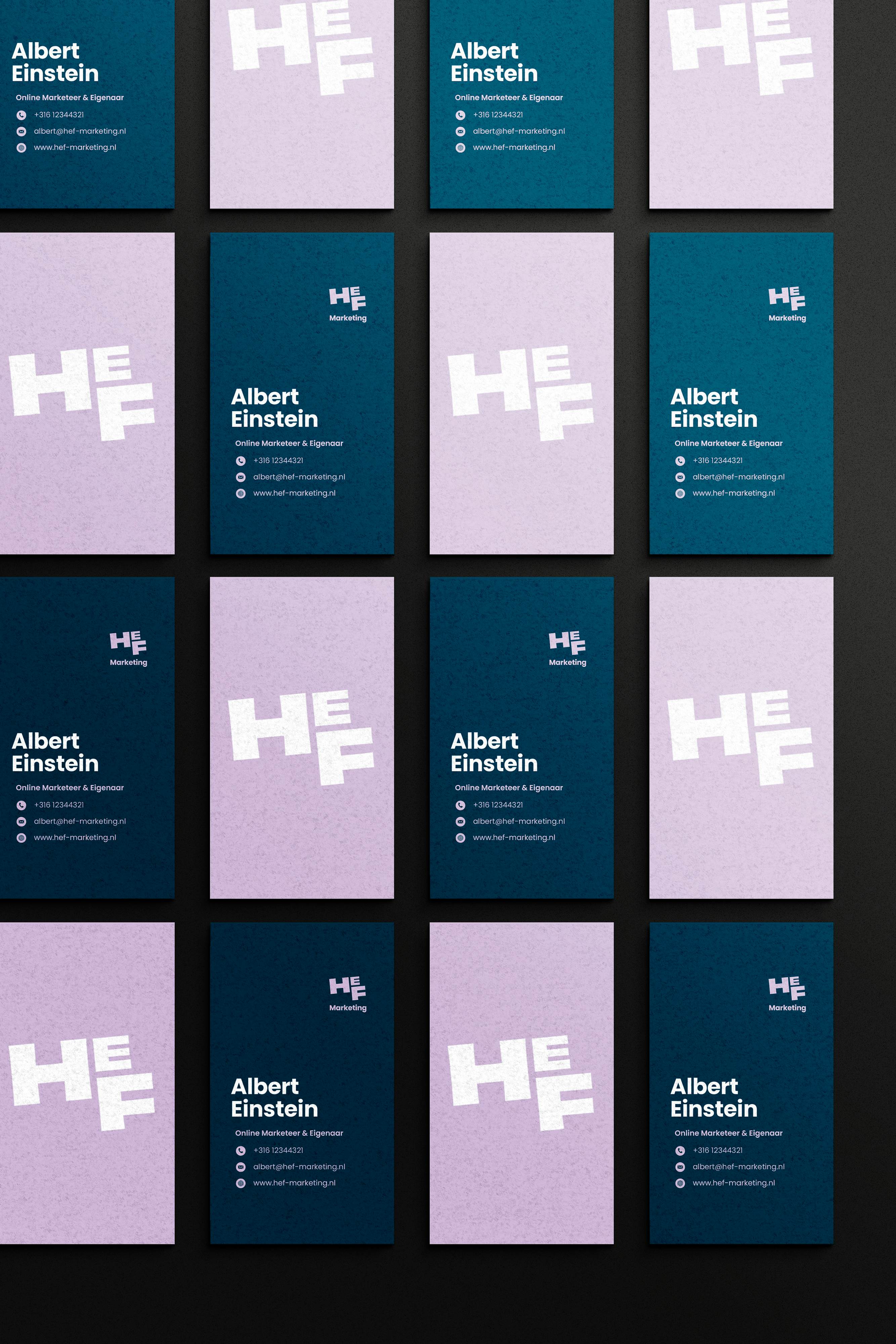 Business cards for employees of HEF Marketing