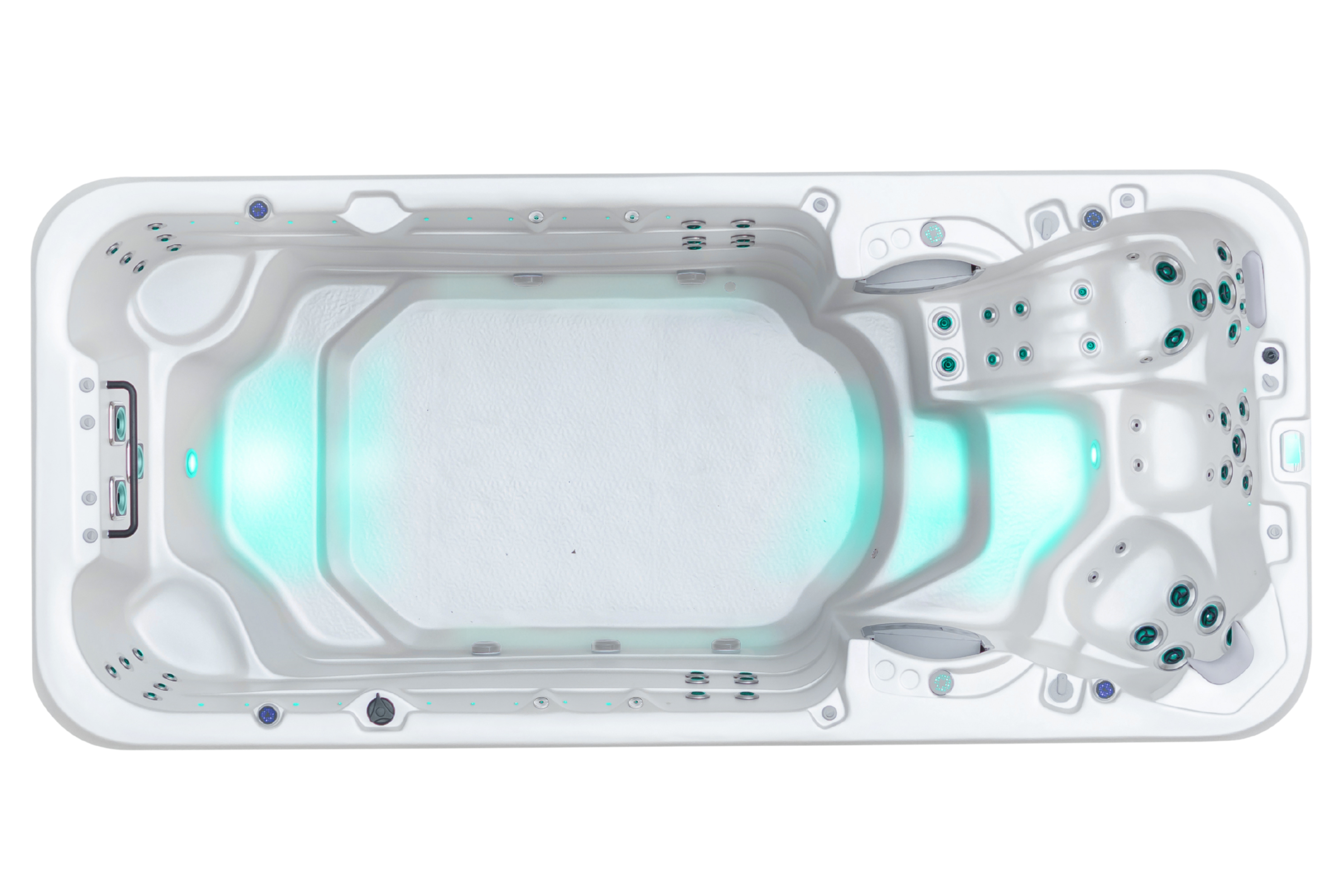 Angled view of the Vortex Aquapace swim spa