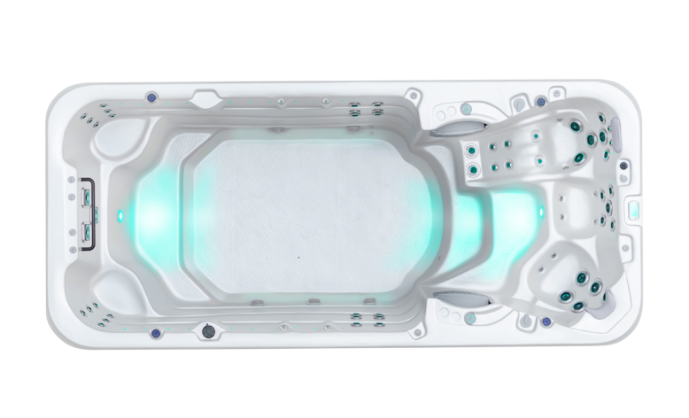 Angled view of the Vortex Aquapace swim spa