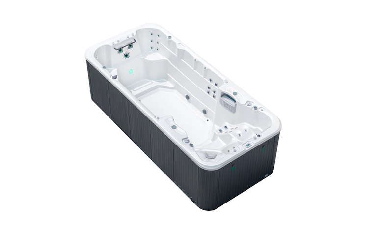 Angled view of the Vortex Aquapace swim spa