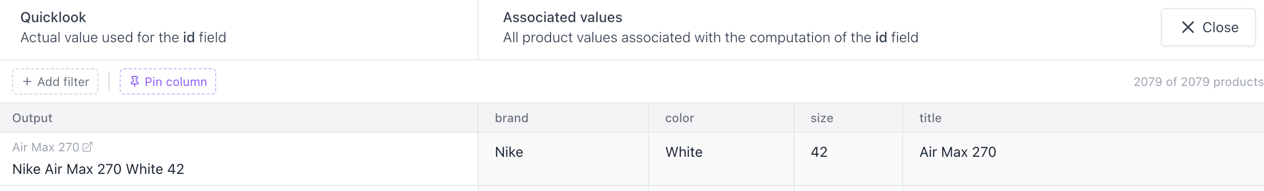Quicklook showing the generated title output