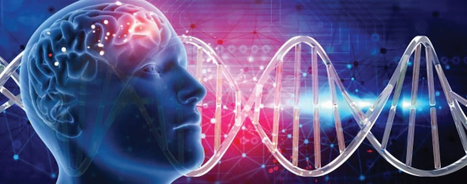 Illustrazione di una persona con dietro DNA