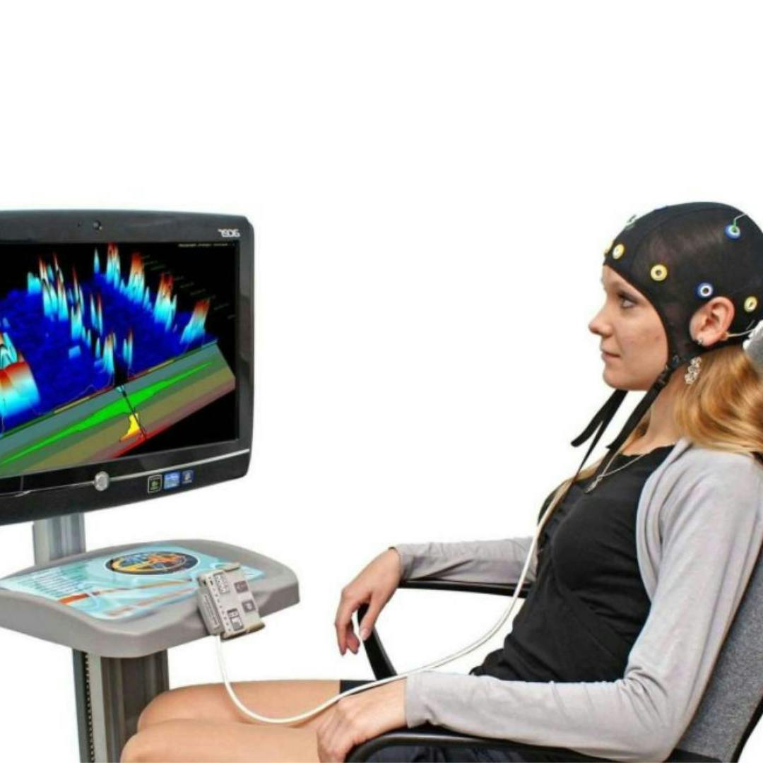 A patient during neurofeedback therapy at the Istituto di Neuroscienze (Florence, Italy)