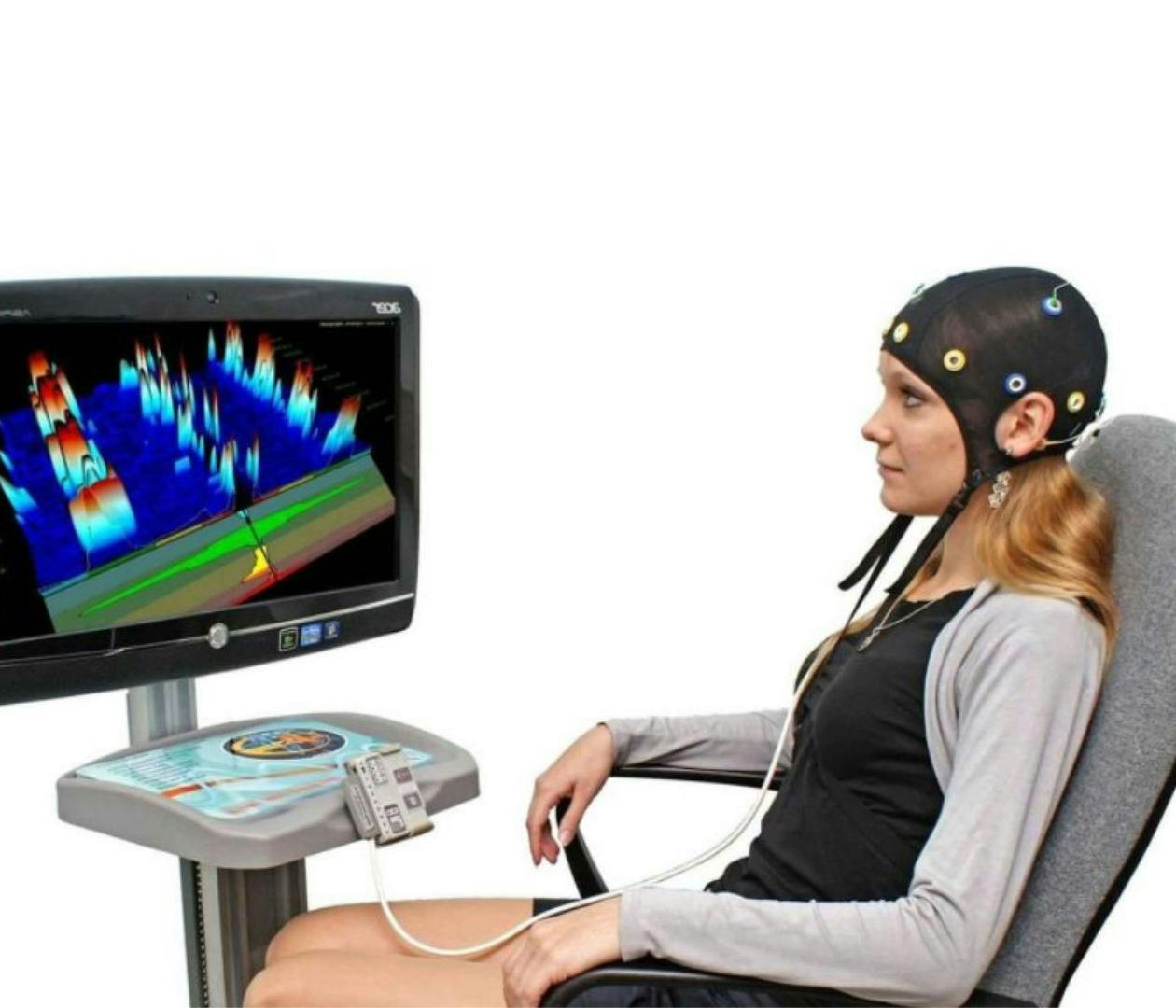 A patient during neurofeedback therapy at the Istituto di Neuroscienze (Florence, Italy)