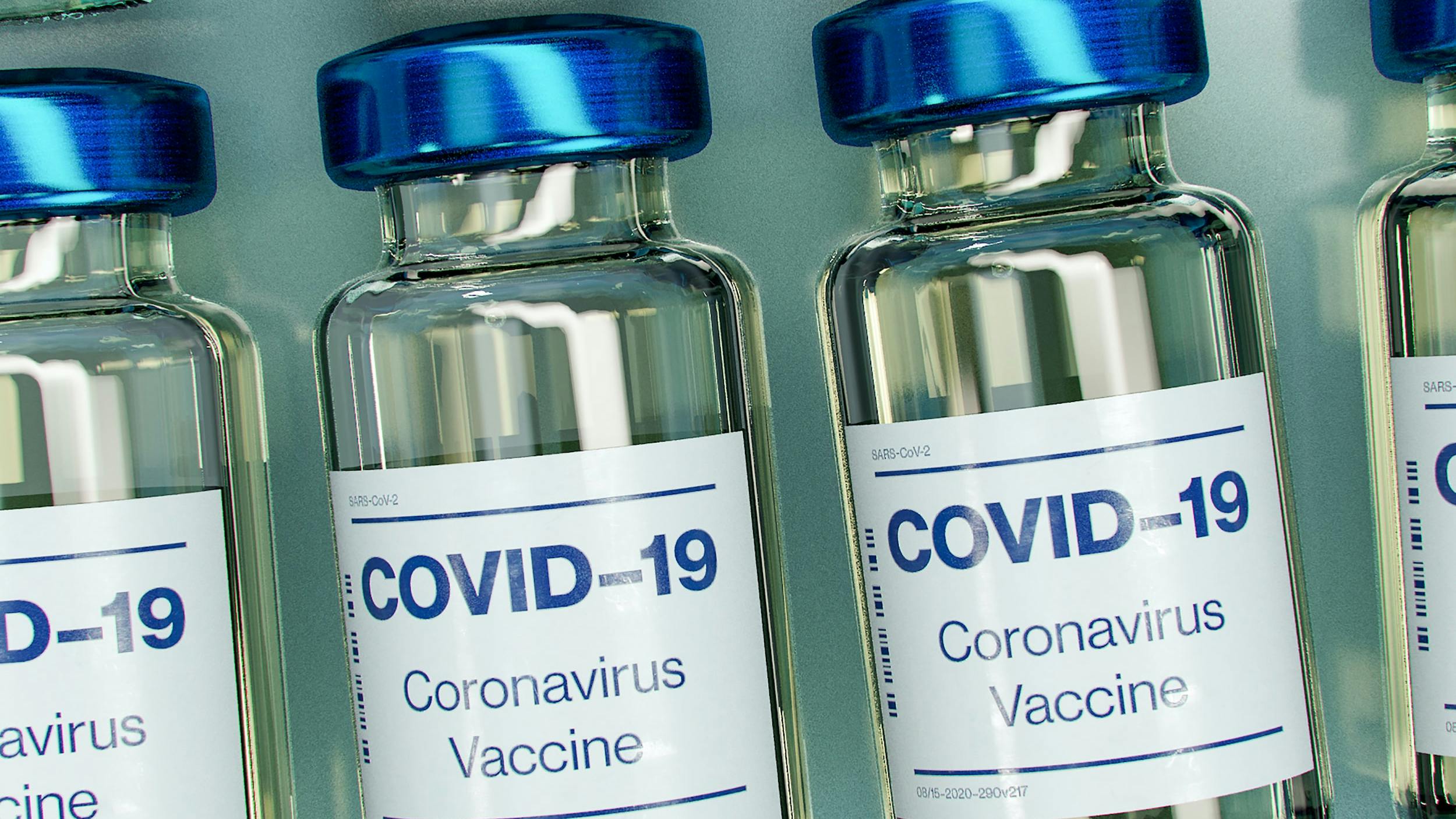 Fotografia di una serie di fiale di vaccino anti-covid.