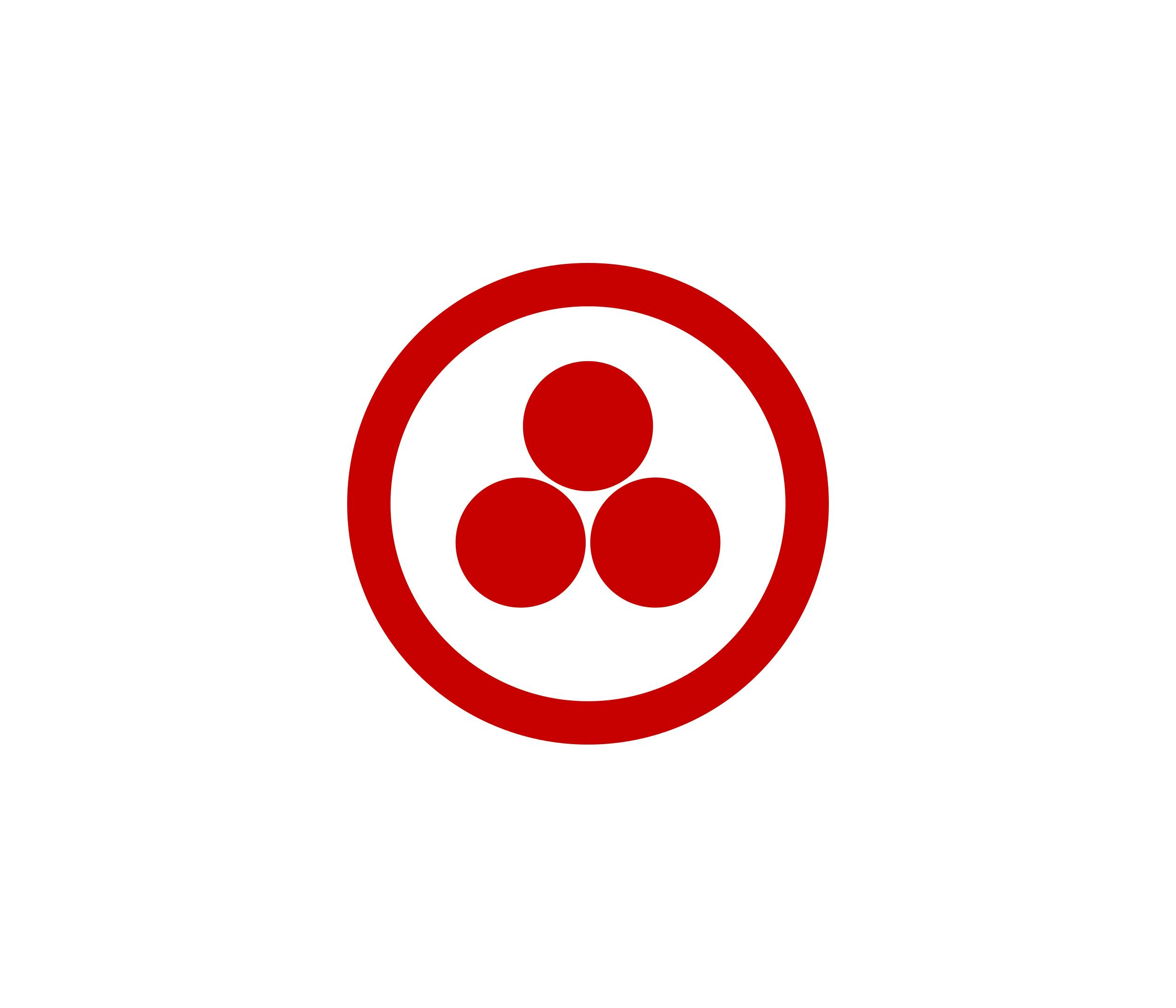 The Pax Cultura emblem: a maroon on white emblem consisting of three solid circles in a surrounding circle.