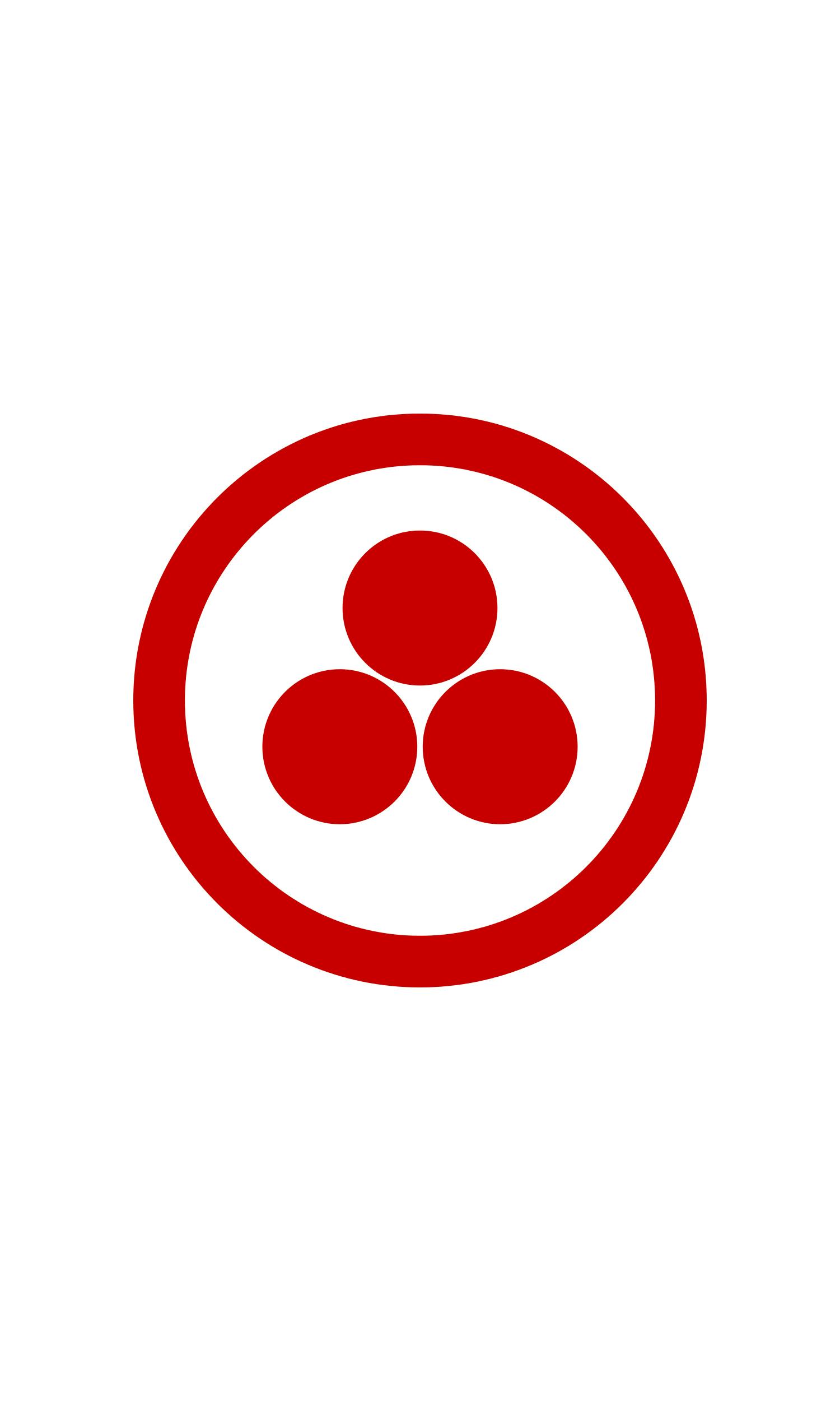 Symbol of the Banner of Peace designed by Nikolai Konstantinovič Rerich: three red spheres surrounded by a circle of the same color on a white background.