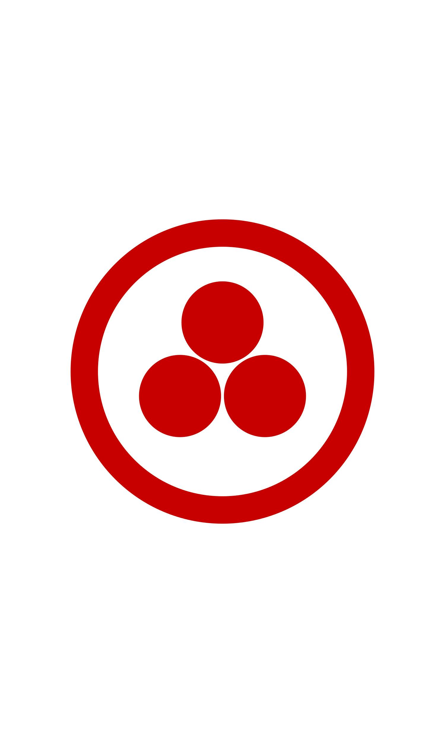 Symbol of the Banner of Peace designed by Nikolai Konstantinovič Rerich: three red spheres surrounded by a circle of the same color on a white background.