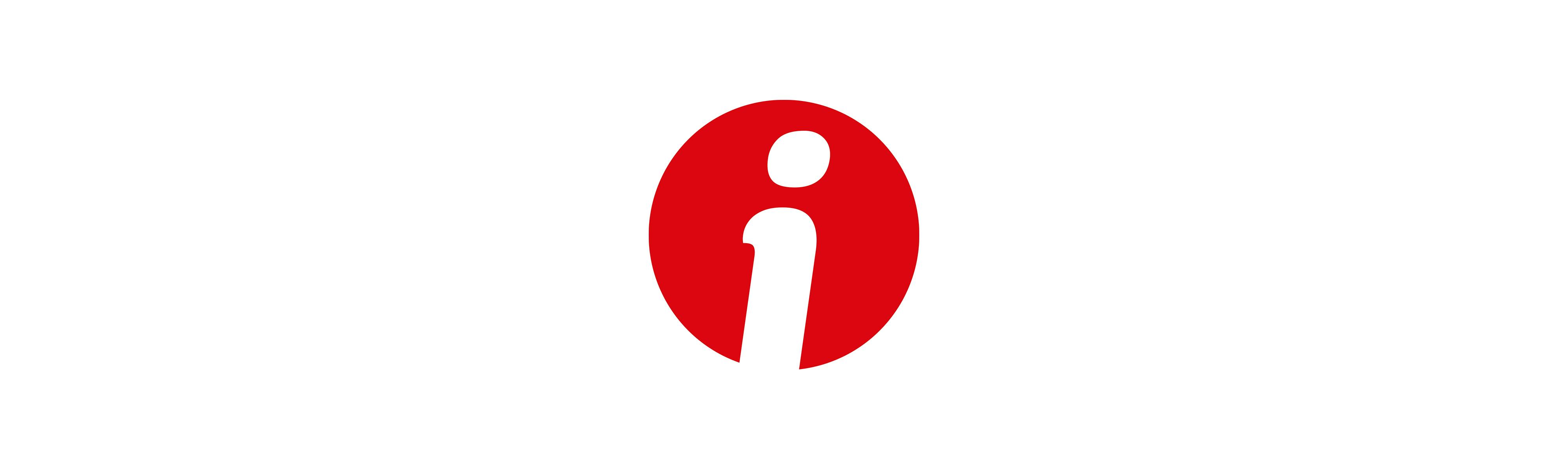 Logo della rivista "Informatore Coop" su sfondo bianco: una circonferenza piena rossa all'interno della quale si inserisce una "i" bianca.