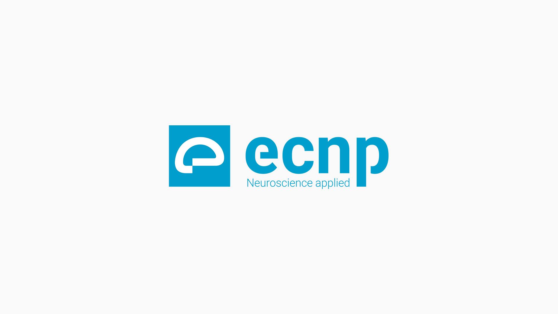 Logo dell'ECNP: quadrato azzurro contenente un cervello bianco stilizzato e scritta a lato "ecnp Neuroscience applied".
