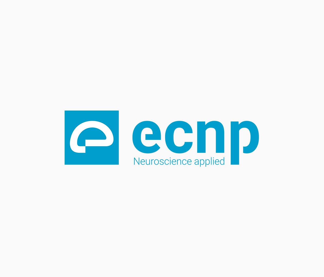 Logo dell'ECNP: quadrato azzurro contenente un cervello bianco stilizzato e scritta a lato "ecnp Neuroscience applied".