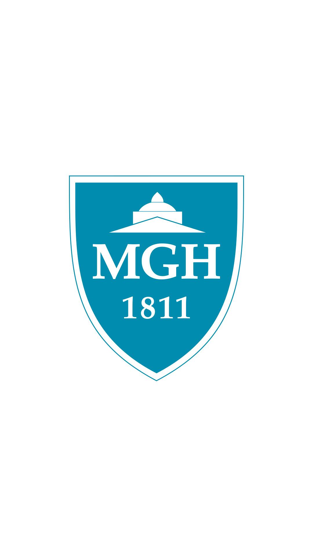 Logo of Massachusetts General Hospital on a white background: a blue shield containing the letters "MGH" and the date 1811.