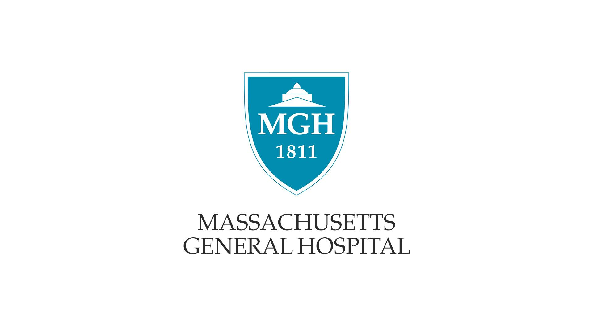 Logo del Massachusetts General Hospital su sfondo bianco: uno scudo azzurro contenente le lettere "MGH" e la data 1811.