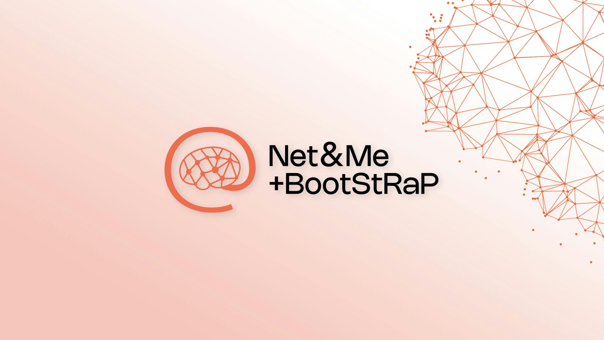 Logo di "Net&Me +BootStRaP" su uno sfondo bianco sfumato leggeremente di arancione.