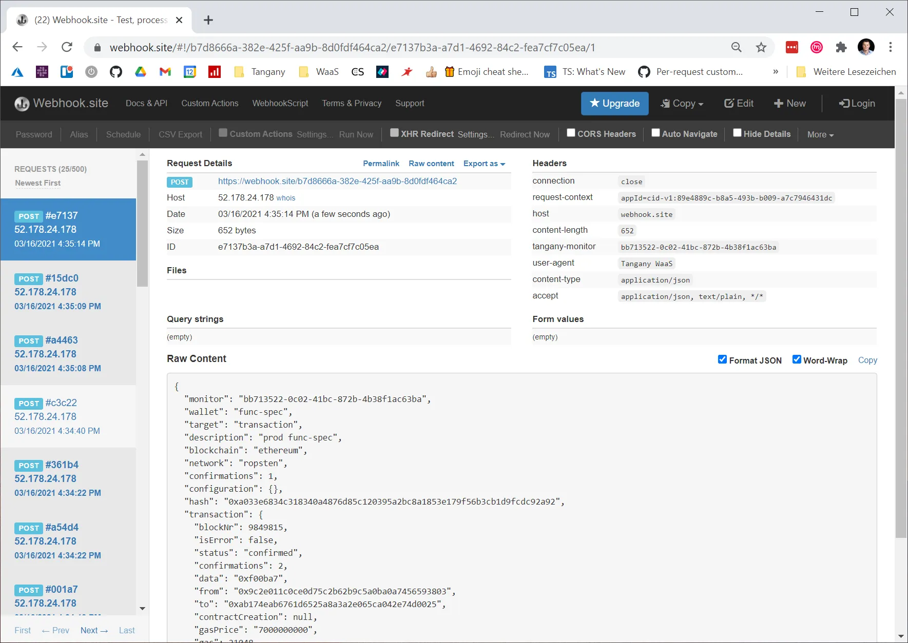 Received monitoring webhook as seen on webhook.site