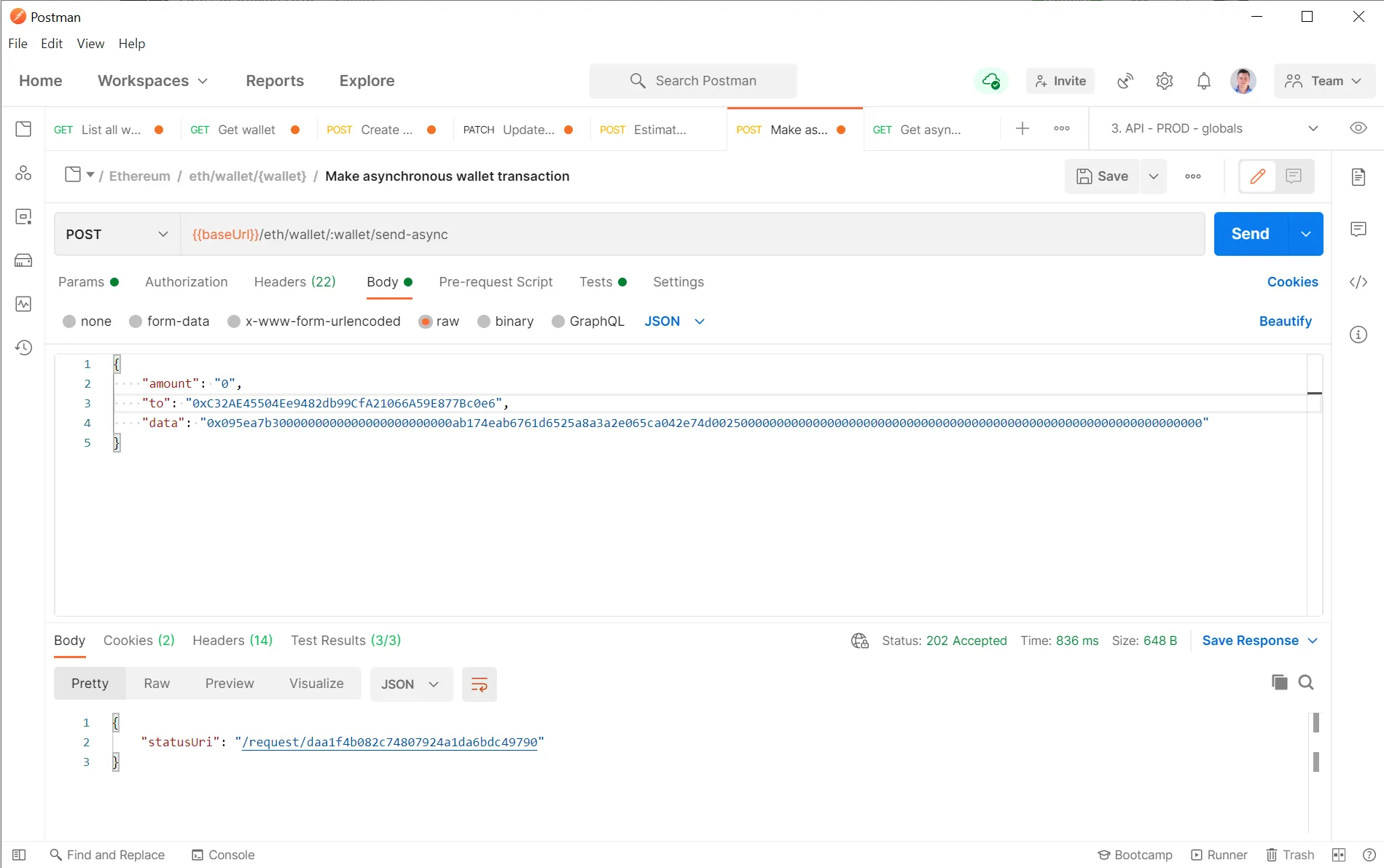 Using the converted hex data in data transaction