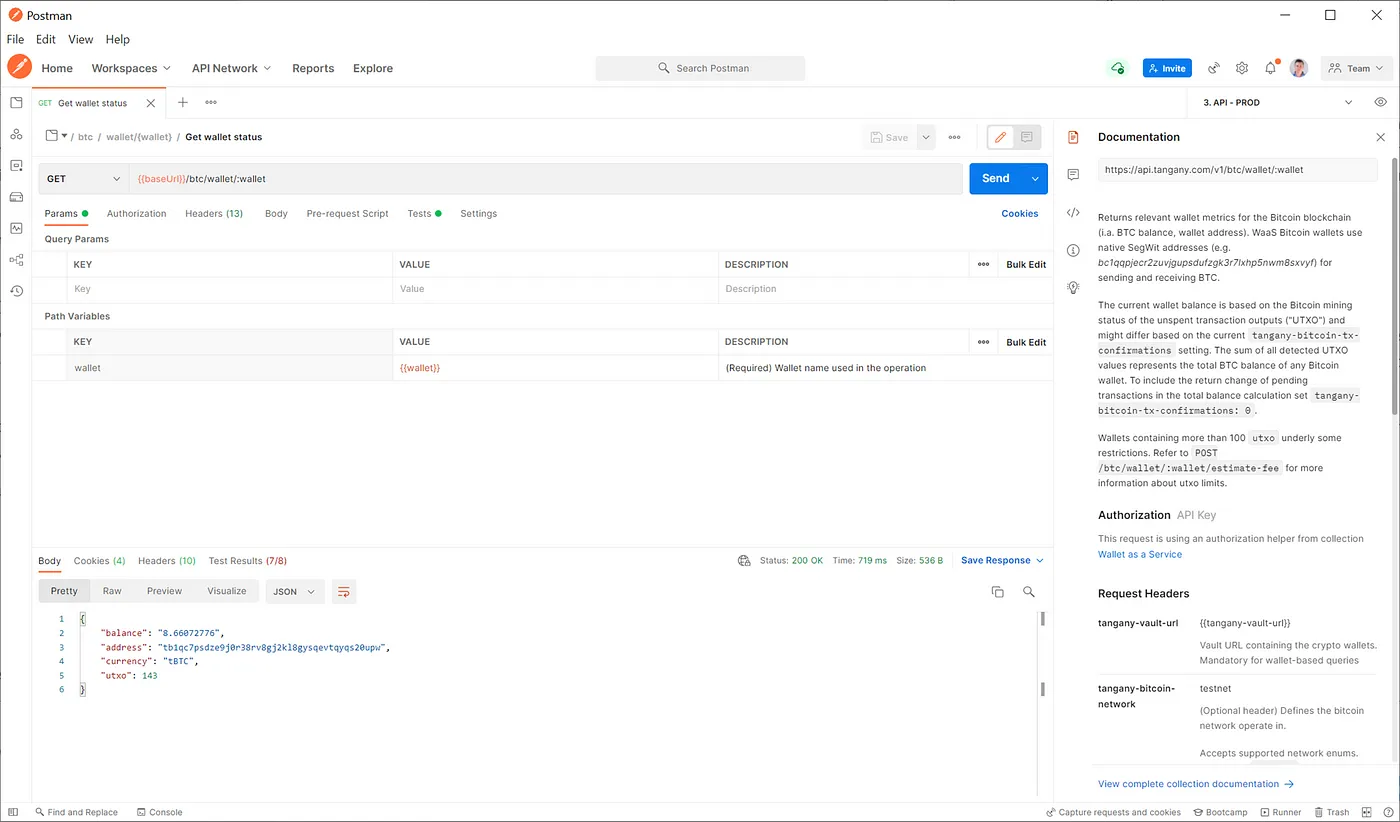 Use the Bitcoin wallet status endpoint to monitor the wallet balance and the amount of available UTXO.