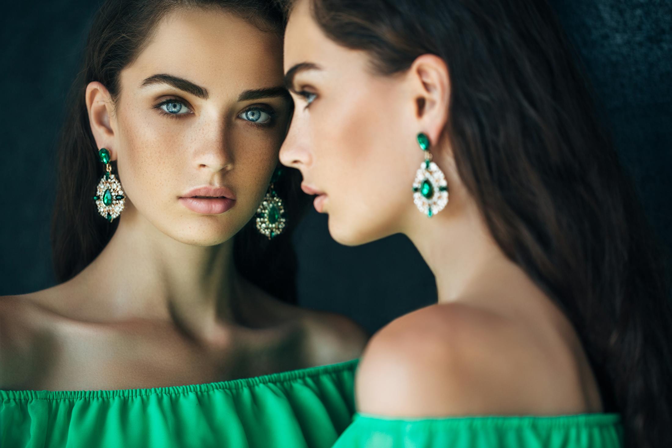 Woman looking into mirror