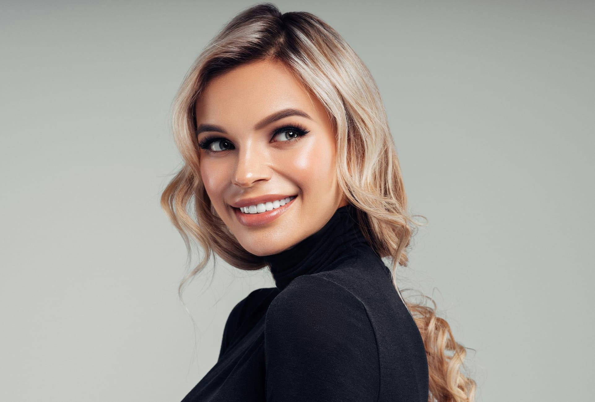 Beautiful blonde woman smiling