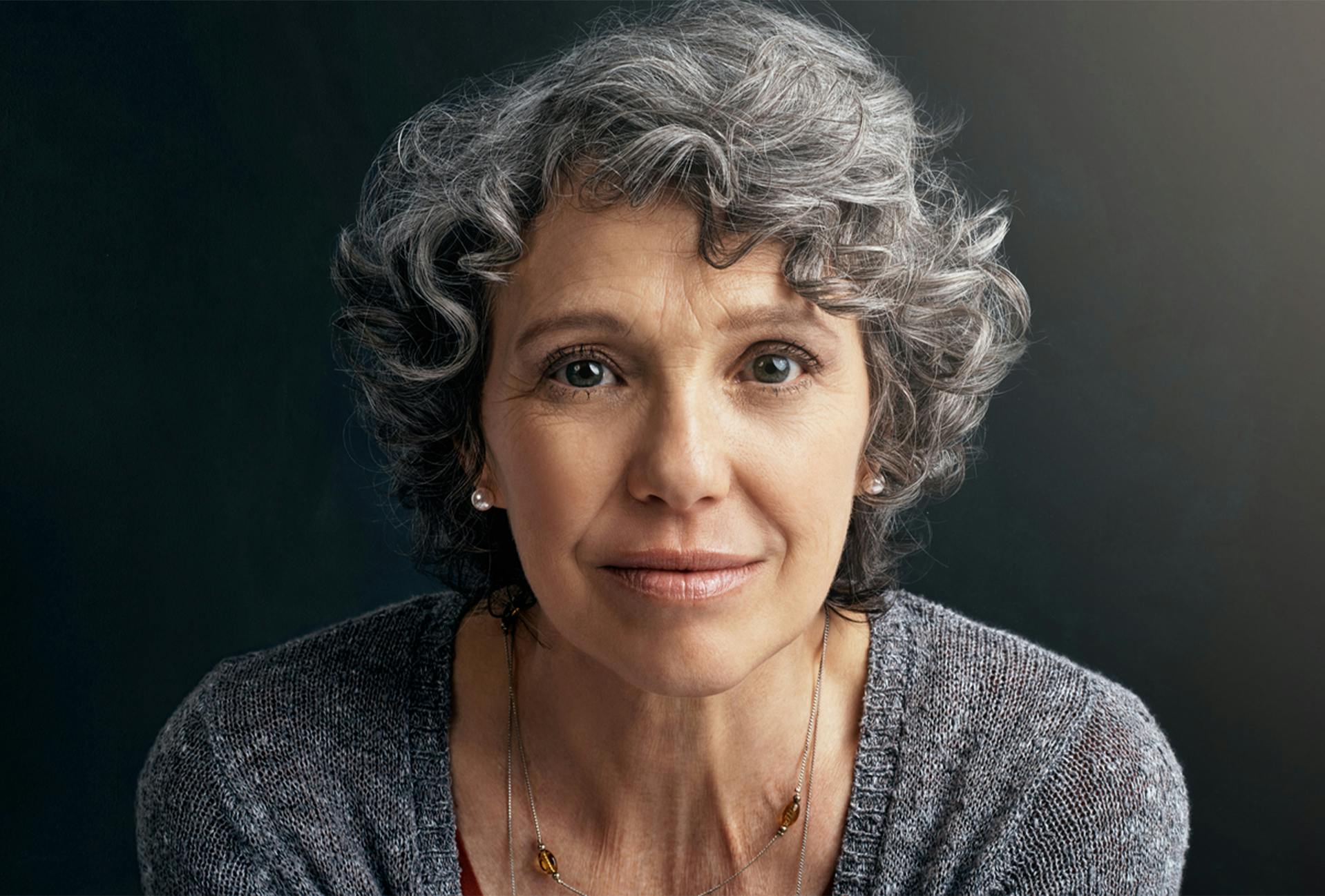 woman with curly grey hair