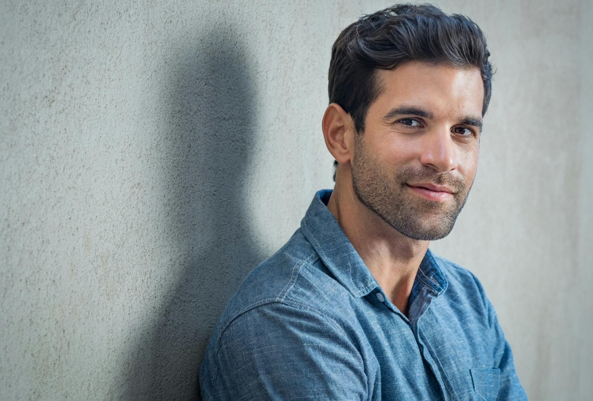 Handsome man in a blue shirt