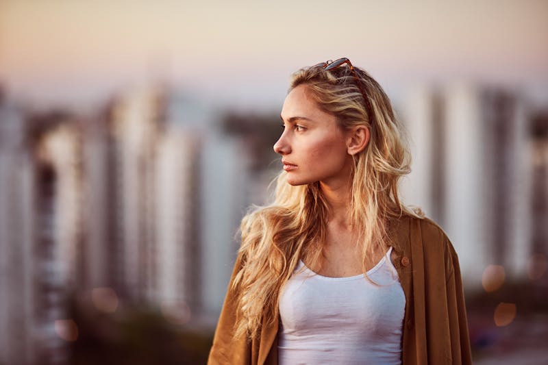 Woman looking to the side