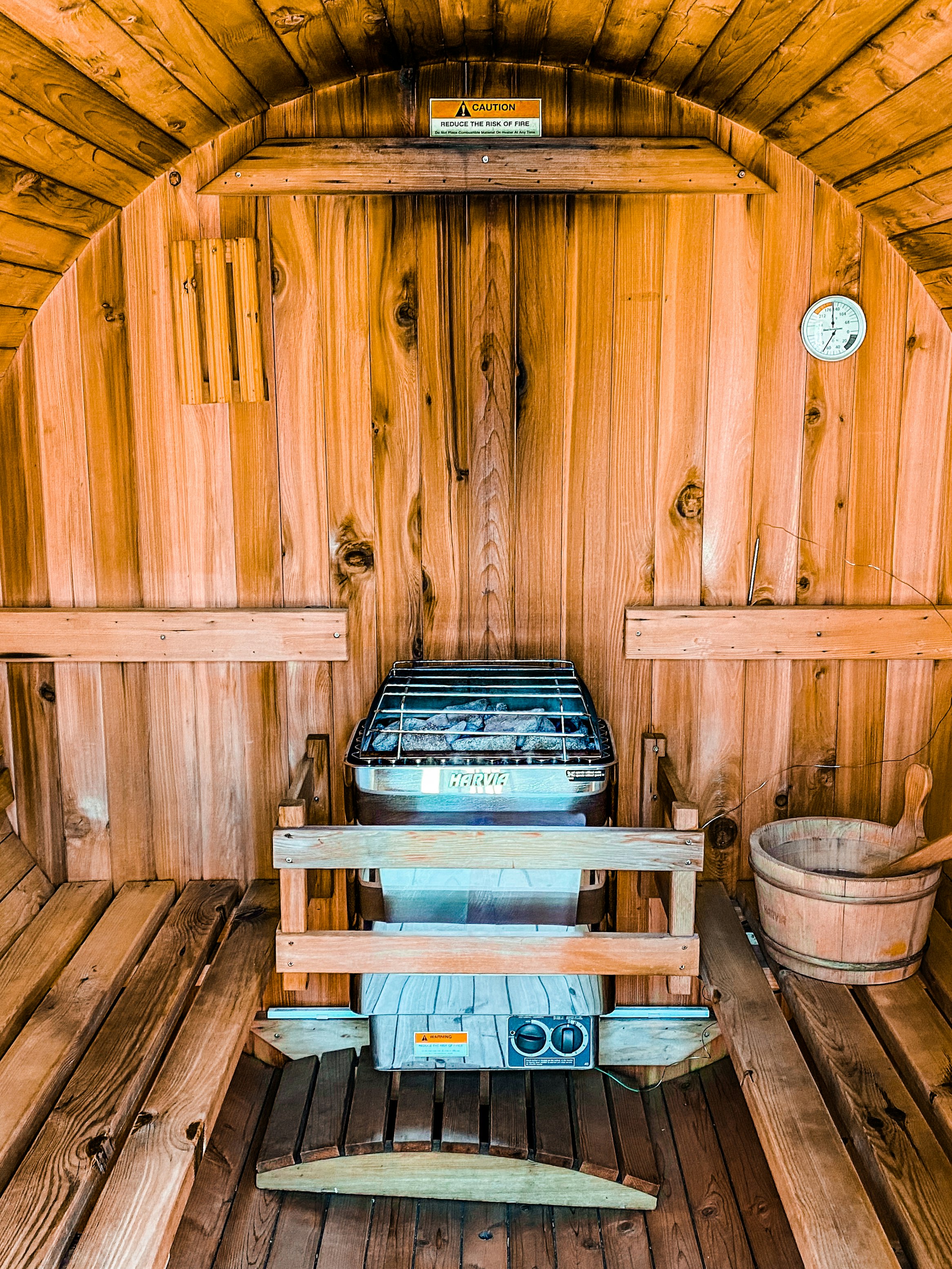 Inside the Barrel Sauna