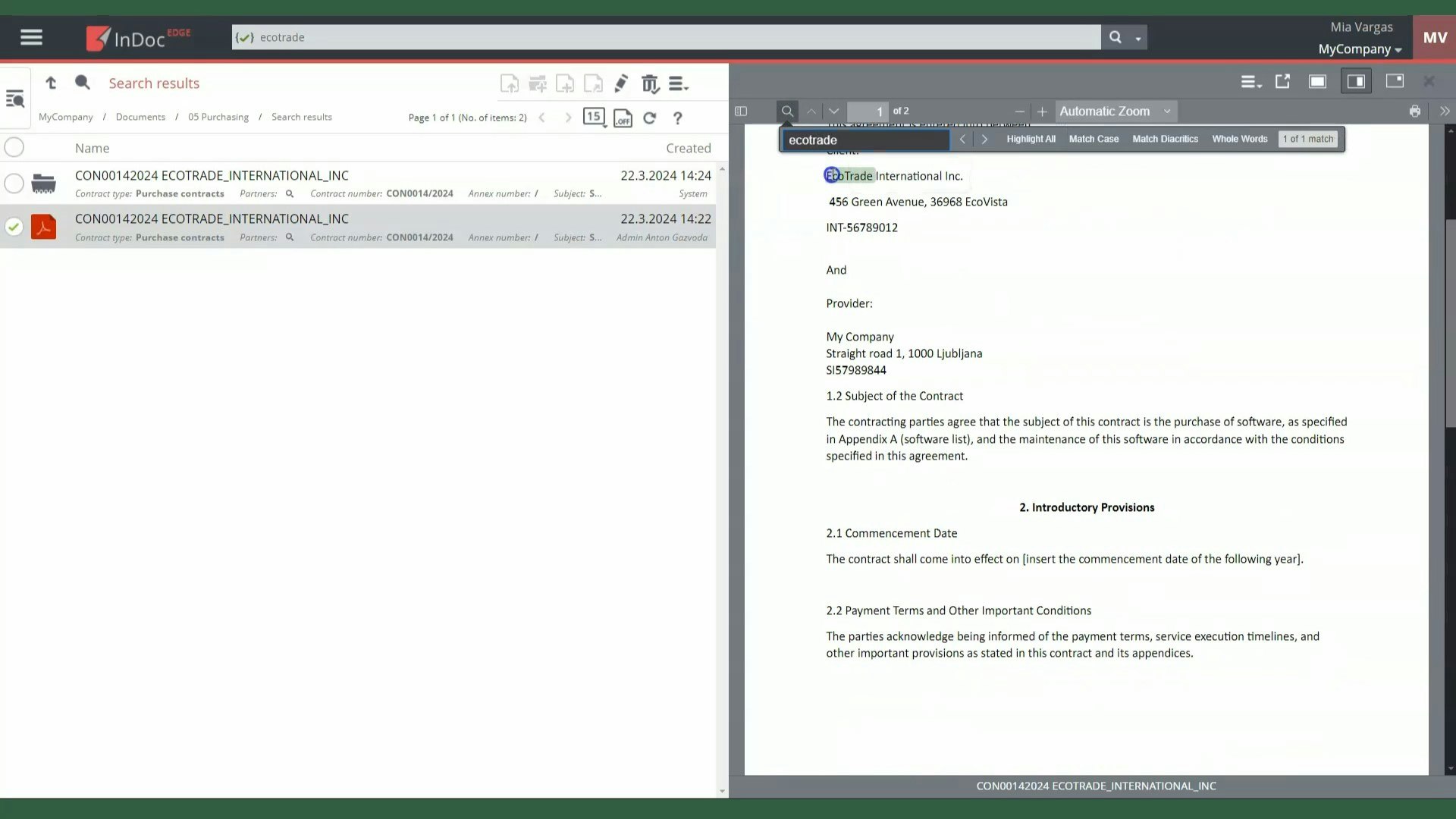 Document content search