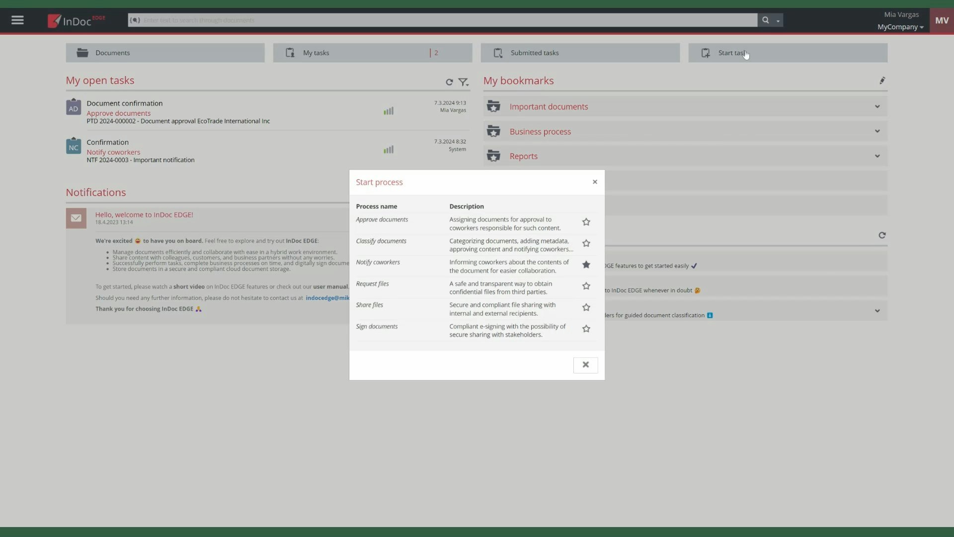 Adding a Process to Bookmarks