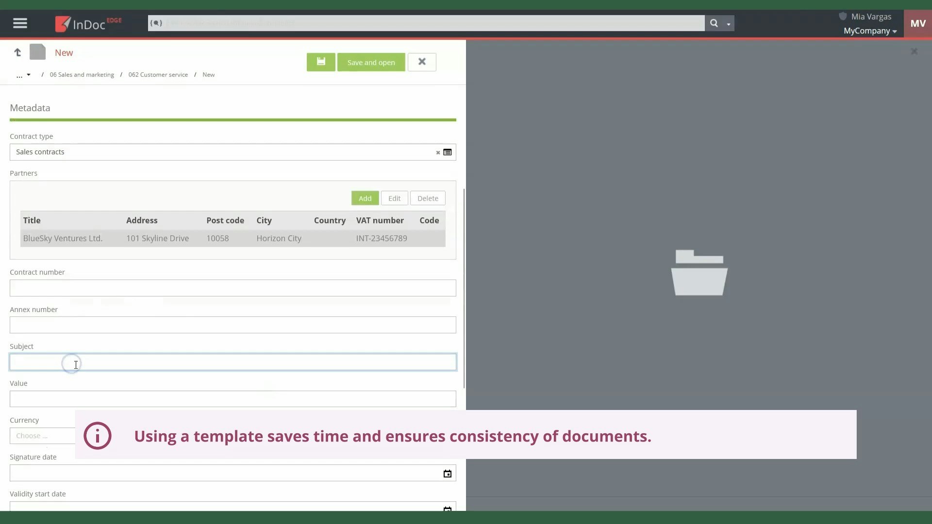 Using a template ensures document consistency