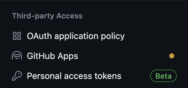 Third-party Access screen in GitHub