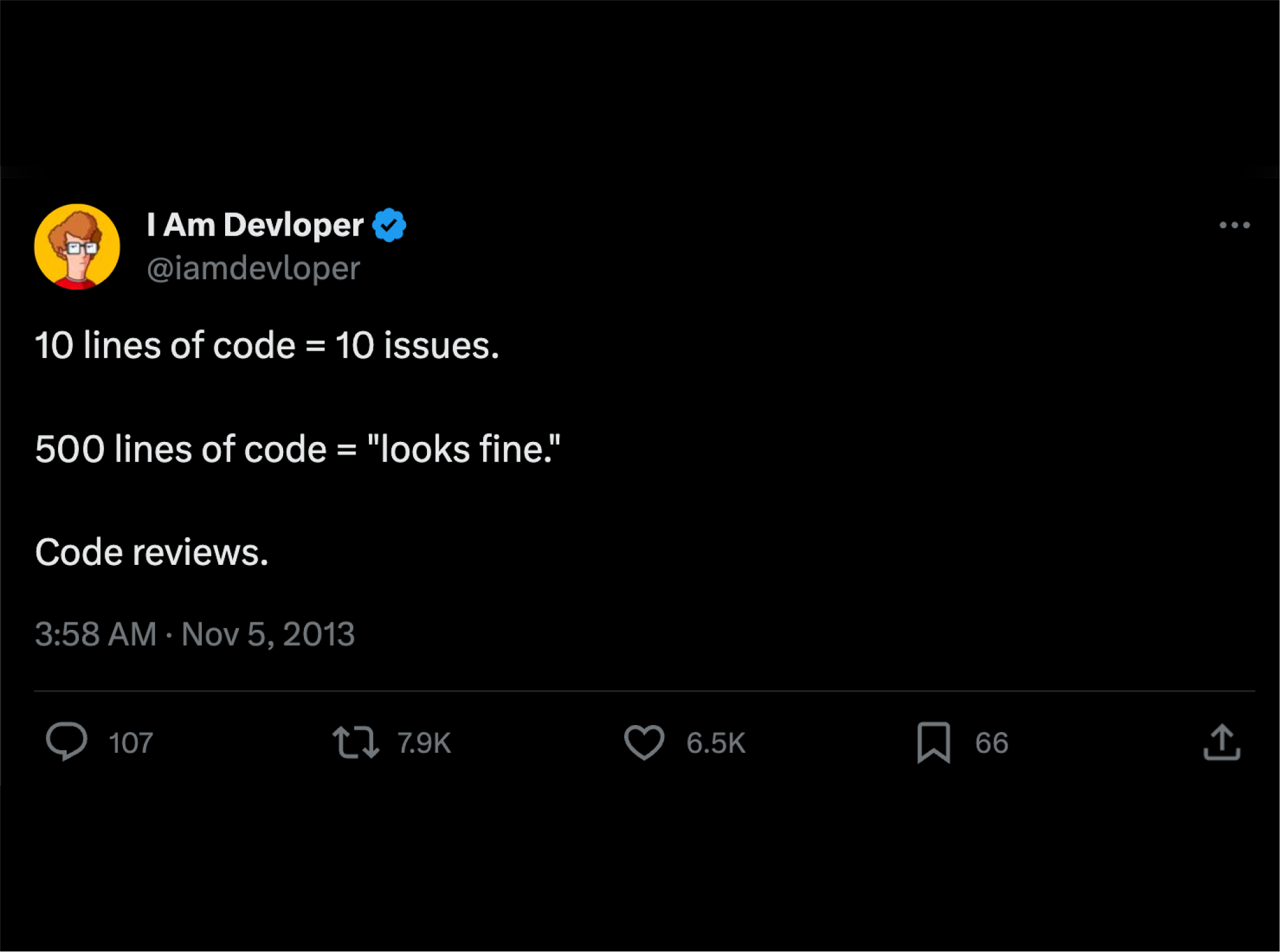 10 lines of code = 10 issues