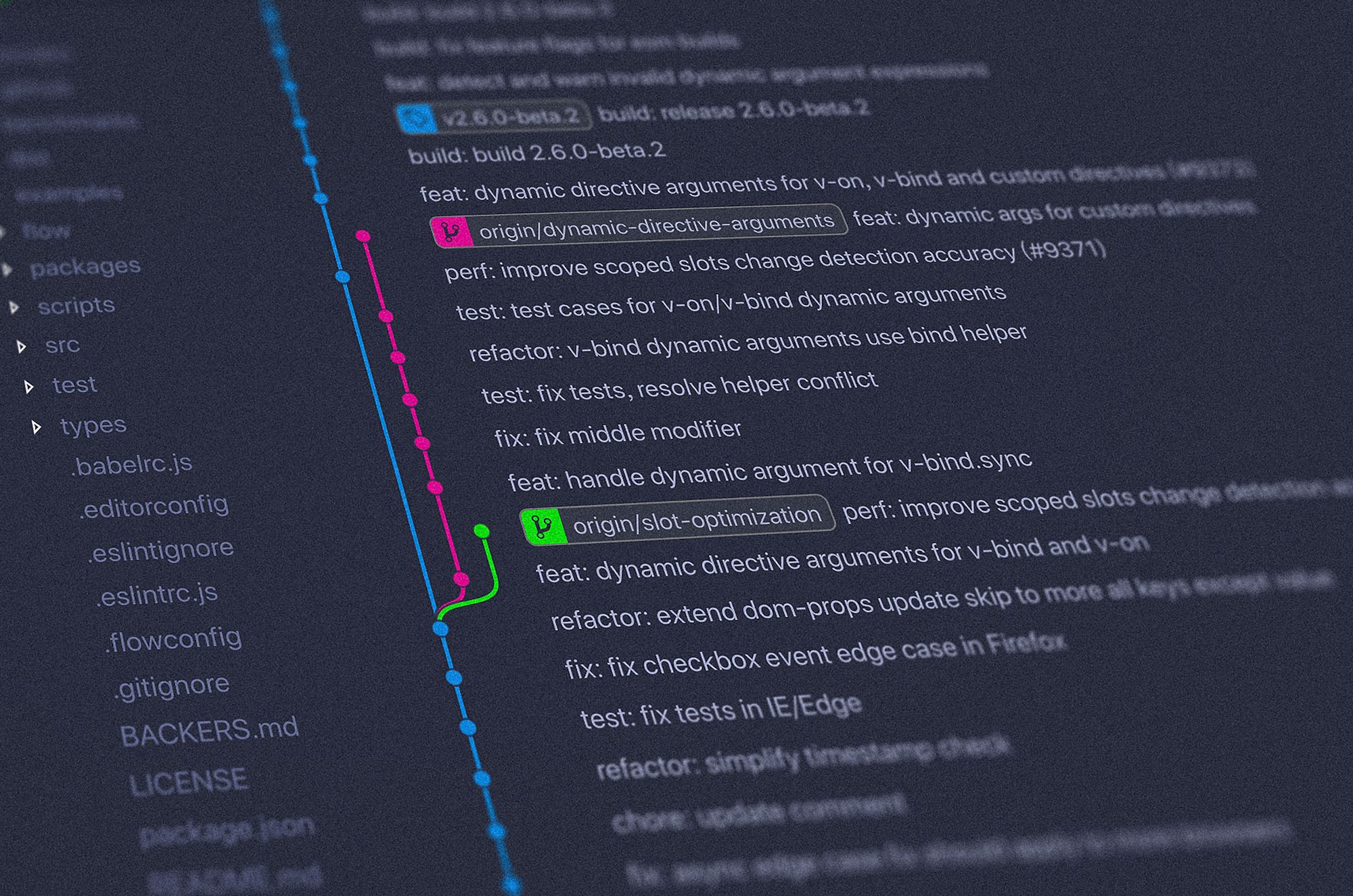 screenshot of git branches