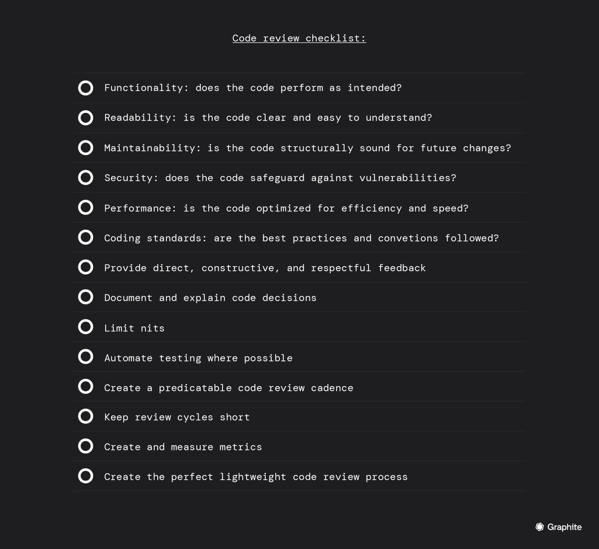 code review checklist