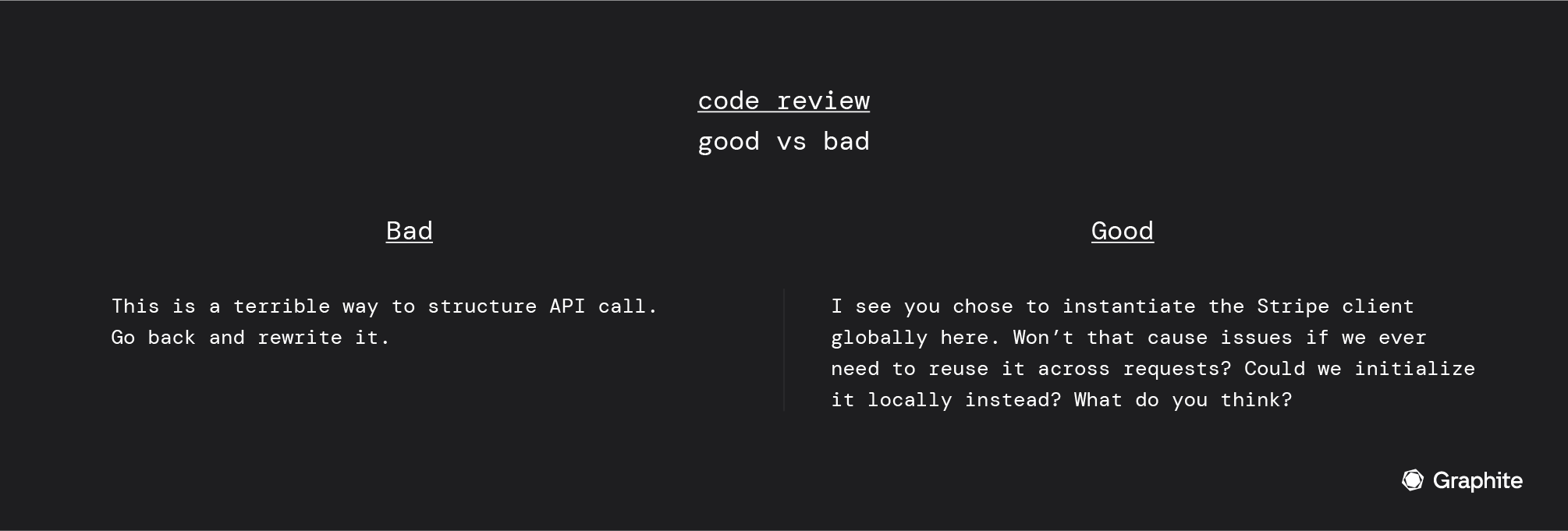 code review. good vs bad
