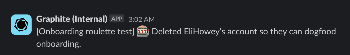 screenshot of roulette bot deleting someone's account