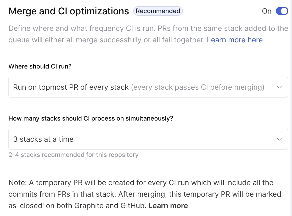 Settings to enable Parallel CI