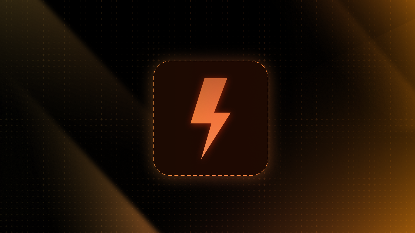 An orange graphic with a lightning bolt icon within a rounded square
